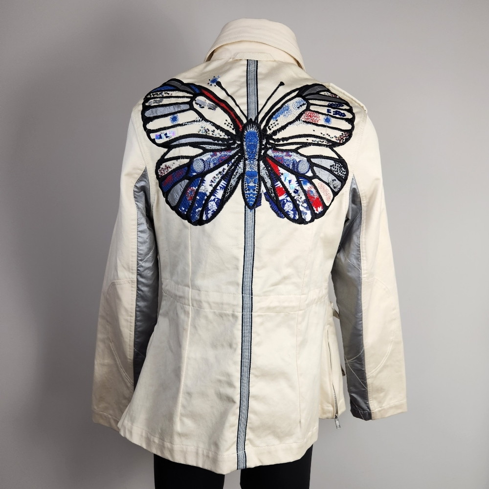 OILILY butterfly mixed media cargo jacket